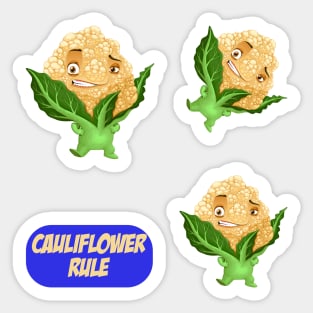 Cute Cauliflower Veggie Mascot Pack Sticker